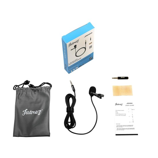 JUAREZ JRM50 Lavalier Microphone Lav Mic Auxiliary Omnidirectional Condenser Clip Mic, 2 M/6.5 Feet TPE Cable (Black) JUAREZ JRM50 Lavalier Microphone Lav Mic Auxiliary Omnidirectional Condenser Clip Mic, 2 M/6.5 Feet TPE Cable (Black)
