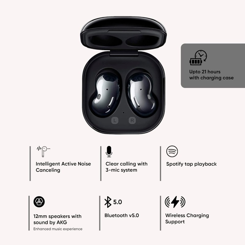 Samsung Galaxy Buds Live Bluetooth Truly Wireless in Ear Earbuds with Mic, Upto 21 Hours Playtime, Mystic Black Samsung Galaxy Buds Live Bluetooth Truly Wireless in Ear Earbuds with Mic, Upto 21 Hours Playtime, Mystic Black
