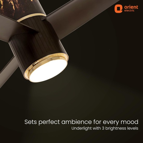 Orient Electric 1200mm Aeroslim Noiseless Energy Efficient BLDC Motor Smart Ceiling Fan with IoT, Remote & Under light (Flame Gold, Pack of 1)