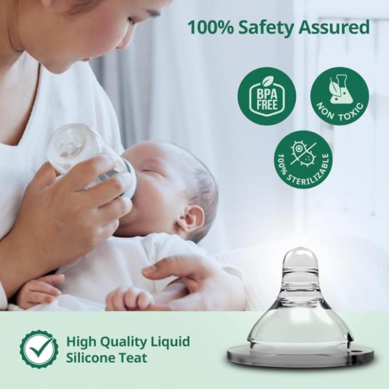 LuvLap Anti-Colic Natura Flo Teat/Nipple for Wide Neck Bottle,4pcs Slow Flow, 0m+, Made of Soft & Flexible Silicone, Ergonomic shape, Mimics breastfeeding, leak proof, BPA Free, comes with sturdy base LuvLap Anti-Colic Natura Flo Teat/Nipple for Wide Neck Bottle,4pcs Slow Flow, 0m+, Made of Soft & Flexible Silicone, Ergonomic shape, Mimics breastfeeding, leak proof, BPA Free, comes with sturdy base