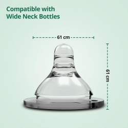 LuvLap Anti-Colic Natura Flo Teat/Nipple for Wide Neck Bottle,4pcs Fast Flow, 6m+, Made of Soft & Flexible Silicone, Ergonomic shape, Mimics breastfeeding, leak proof, BPA Free, comes with sturdy base