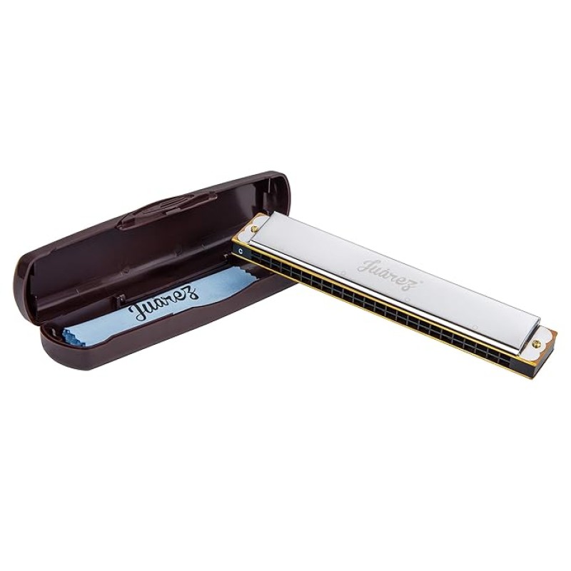 JUAREZ Vi�nto JRH24SL 24 Holes 48 Tones Professional Tremolo Polyphonic Harmonica Key of C Scale | Mouth Organ | Cover - Stainless Iron | Comb - Abs | Reed � Brass with Cloth & Case JUAREZ Vi�nto JRH24SL 24 Holes 48 Tones Professional Tremolo Polyphonic Harmonica Key of C Scale | Mouth Organ | Cover - Stainless Iron | Comb - Abs | Reed � Brass with Cloth & Case