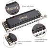 JUAREZ BlackBird JRH1248K Professional Chromatic Harmonica Key of C Scale | 12 Holes 48 Tones | Mouth Organ | Cover - Chrome-Plated Copper Board | Comb - ABS | Reed - Phosphor Bronze with Cloth