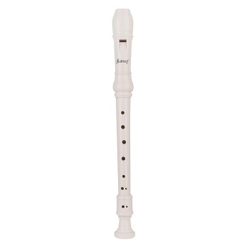 JUAREZ Claró Descant German Style 8 Holes Soprano Recorder Flute with Cleaning Rod Suitable for School Ensembles | Home Practice | Music Classes | Gift, White with Cleaning Rod & Case