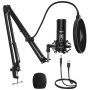 (Refurbished) MAONO AU-PM421 Large Diaphragm Condenser USB Unidirectional Microphone, Professional Studio Recording Mic with 1-Touch Mute and Mic Gain Knob for Pc, Singing, Podcast, Gaming, YouTube (Black)