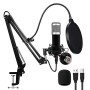Powerpak BM-800 USB Condenser Microphone Kit for Gaming, Podcast, LiveStreaming, YouTube Recording Plug & Play with Scissor Stand Pop Filter USB Cable Foam Cap and Shock Mount (Black)