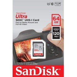 SanDisk 64GB Ultra SDXC UHS-I Memory Card - 120MB/s, C10, U1, Full HD, SD Card - SDSDUN4-064G-GN6IN