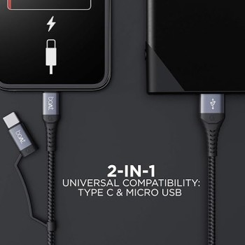 Boat - Lucky Cell Point Boat Deuce USB 300 2 in 1 Type-C & Micro USB Stress Resistant, Sturdy Cable with 3A Fast Charging & 480mbps Data Transmission, 10000+ Bends Boat - Lucky Cell Point Boat Deuce USB 300 2 in 1 Type-C & Micro USB Stress Resistant, Sturdy Cable with 3A Fast Charging & 480mbps Data Transmission, 10000+ Bends