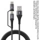 Boat - Lucky Cell Point Boat Deuce USB 300 2 in 1 Type-C & Micro USB Stress Resistant, Sturdy Cable with 3A Fast Charging & 480mbps Data Transmission, 10000+ Bends