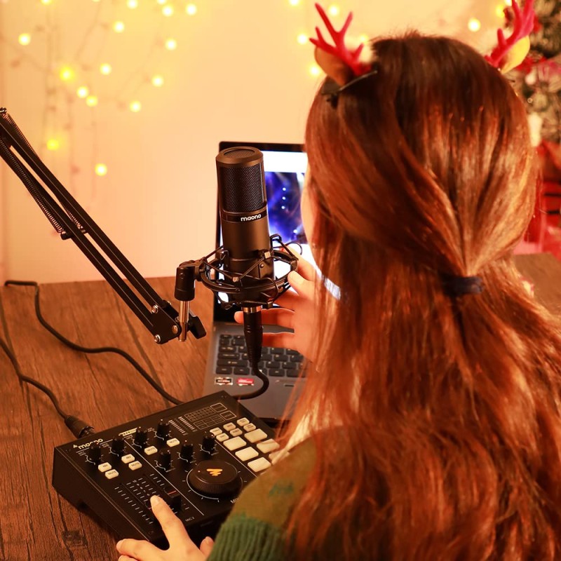 MAONO AU-PM320S Professional XLR Condenser Microphone Kit, Cardioid Vocal Studio Recording Mic for Streaming, Voice Over, Project, Home-Studio