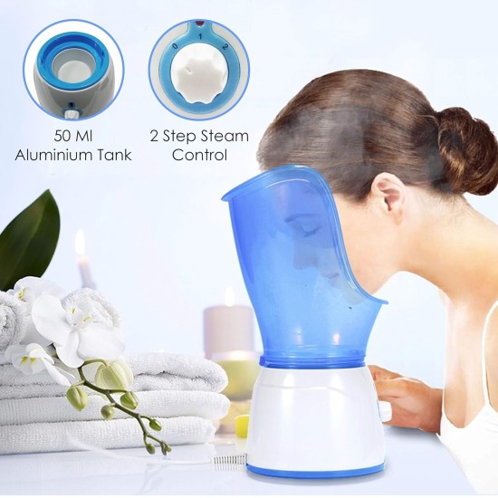 AGARO Aura Face Steamer, Vaporizer/Steam Inhaler with Facial mask and Nasal Mask, Rejuvenate Skin for Youthful Complexion, Deep Cleanse SPA, Prevents Breathing Disorders, sinusitis (Blue and White)