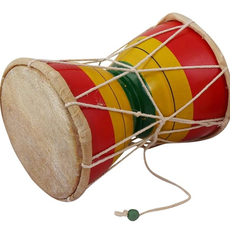 JUAREZ NDM6 Nawaab 6 Inch Damru Hand Percussion Handmade Indian Musical Instrument JUAREZ NDM6 Nawaab 6 Inch Damru Hand Percussion Handmade Indian Musical Instrument