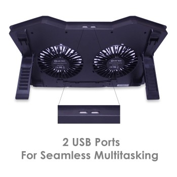 Live Tech Storm Pro LED Laptop Cooling Pad for 15.6" to 17.3" Notebooks, Metal Body, Mutiple Stand,Adjustable,2 Big Fast Turbo Speed Fans (Storm Pro)