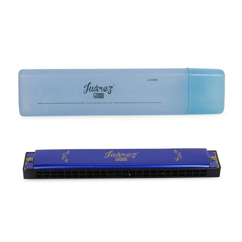JUAREZ Junior JJ24HB 24 Holes Harmonica Key of C Scale | Mouth Organ | Cover - Aluminium | Comb - Abs | Reed � Brass JUAREZ Junior JJ24HB 24 Holes Harmonica Key of C Scale | Mouth Organ | Cover - Aluminium | Comb - Abs | Reed � Brass