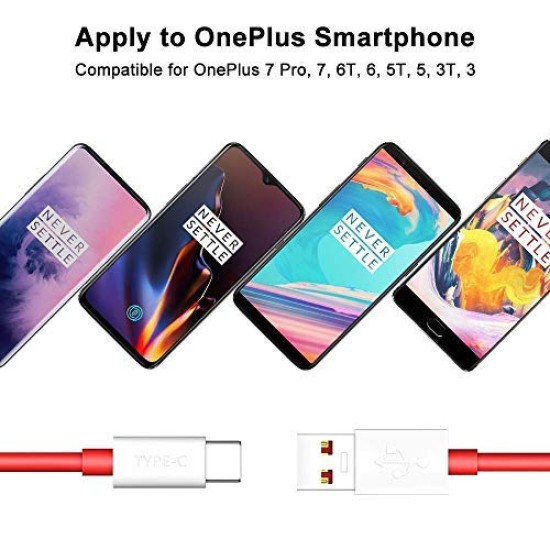 Wayona Dash Charging Cable Type C Warp Cable 3FT 5V 4A Fast Charge Data Cable for OnePlus 7, OnePlus 6T/ 6, OnePlus 5T/ 5, OnePlus 3T/ 3 (Classic Dash 3FT, Red)