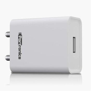 Portronics Adapto 62 POR-1062 USB Wall Adapter with 2.4A Fast Charging Single USB Port Without Cable for All iOS & Android Devices (White)