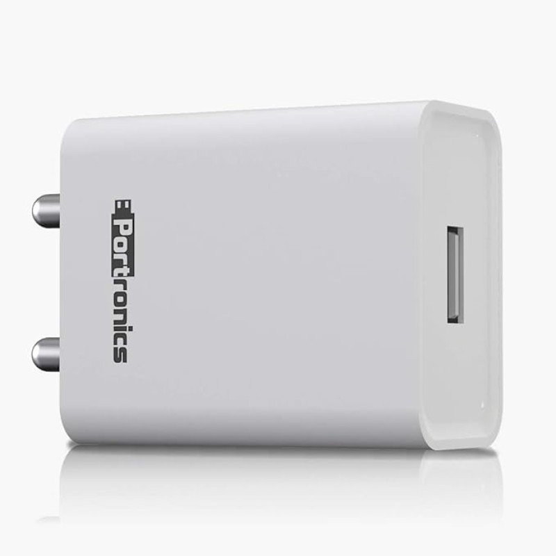 Portronics Adapto 62 POR-1062 USB Wall Adapter with 2.4A Fast Charging Single USB Port Without Cable for All iOS & Android Devices (White) Portronics Adapto 62 POR-1062 USB Wall Adapter with 2.4A Fast Charging Single USB Port Without Cable for All iOS & Android Devices (White)