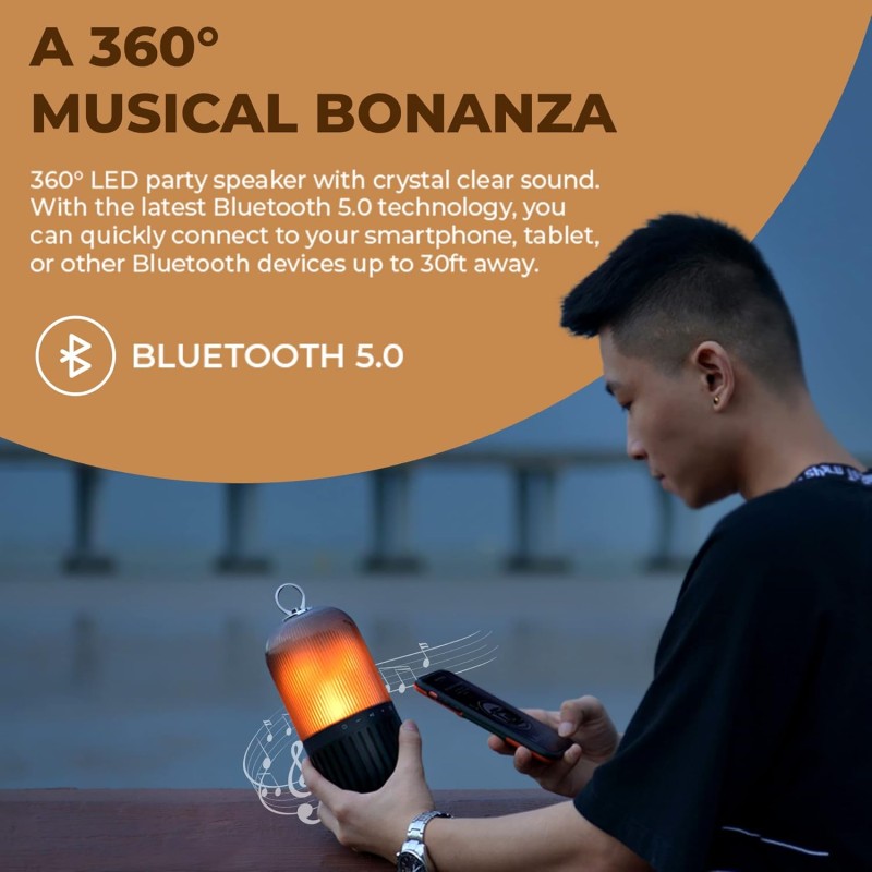 iGear BeDazzle Flame Lamp Wireless Bluetooth Portable Speaker 5 Watts, Rechargeable, Fire Flame Atmosphere Effect HD Stereo (Black), 1 Year Free Replacement Warranty iGear BeDazzle Flame Lamp Wireless Bluetooth Portable Speaker 5 Watts, Rechargeable, Fire Flame Atmosphere Effect HD Stereo (Black), 1 Year Free Replacement Warranty