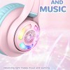 iClever BTH13 Bluetooth Headphones with Mic, Over The Ear Headphone Wireless Cat Ear Unicorn Headphone for Girls Birthday Gift Safe Volume Limited, 45H Playtime, Portable Headset for iPad, Purple