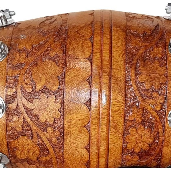 GT manufacturers Wooden Musical Instrument Dholak Drum Nuts & Bolt Carving Design1 With Full tool Kit (Brown)