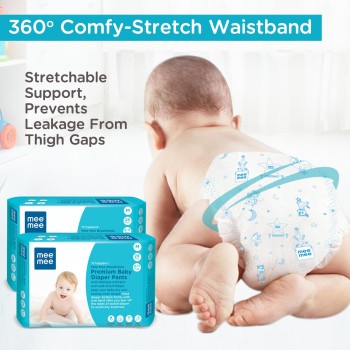 Mee Mee Breathable Premium Medium (M) Size Baby Diaper Pants with Wetness Indicator and Leak-Proof Edges, protection upto 12-hrs, M Size, 56 Pieces, 6-12 kg Mee Mee Breathable Premium Medium (M) Size Baby Diaper Pants with Wetness Indicator and Leak-Proof Edges, protection upto 12-hrs, M Size, 56 Pieces, 6-12 kg