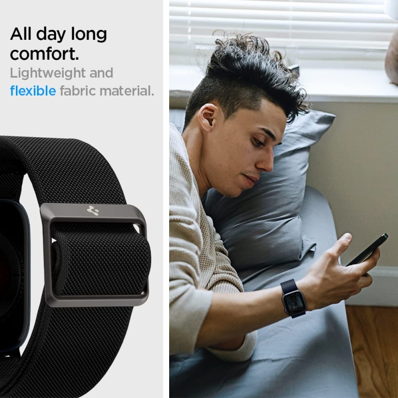 Spigen Strap Band for Apple Watch Ultra 3/2/1 49mm, Series 11/10 46mm, 9/8/7 45mm, SE3/SE2/SE/6/5/4 44mm, 3/2/1 42mm, Lightweight, Breathable(Lite Fit) - Black Spigen Strap Band for Apple Watch Ultra 3/2/1 49mm, Series 11/10 46mm, 9/8/7 45mm, SE3/SE2/SE/6/5/4 44mm, 3/2/1 42mm, Lightweight, Breathable(Lite Fit) - Black