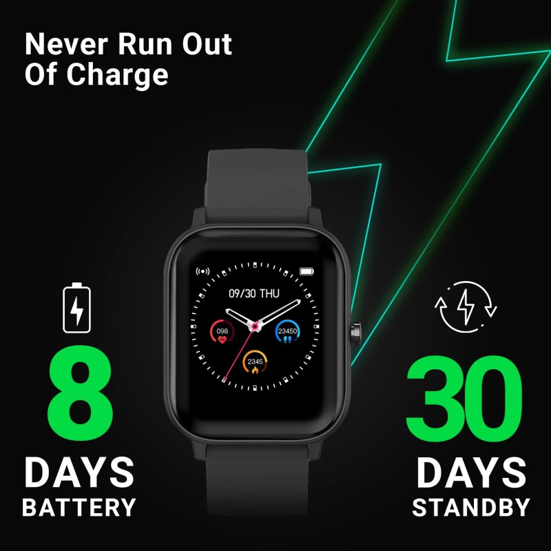 Fire-Boltt SpO2 Full Touch 1.4 inch Smart Watch 400 Nits Peak Brightness Metal Body 8 Days Battery Life with 24*7 Heart Rate monitoring IPX7 with Blood Oxygen, Fitness, Sports & Sleep Tracking (Black)