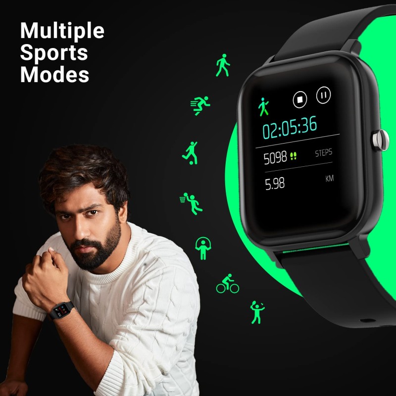 Fire-Boltt SpO2 Full Touch 1.4 inch Smart Watch 400 Nits Peak Brightness Metal Body 8 Days Battery Life with 24*7 Heart Rate monitoring IPX7 with Blood Oxygen, Fitness, Sports & Sleep Tracking (Black)