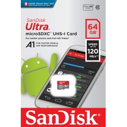 SanDisk Ultra microSD UHS-I Card 64GB, 120MB/s R