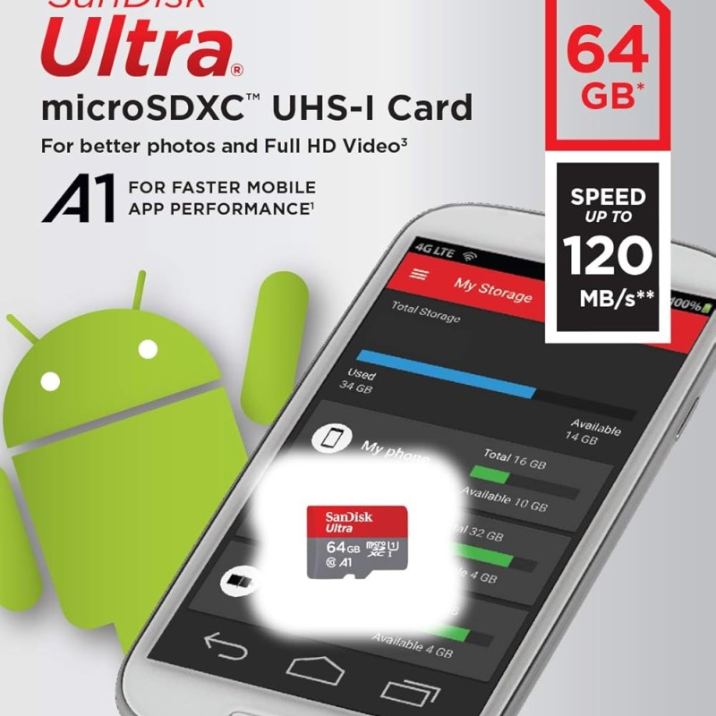 SanDisk Ultra microSD UHS-I Card 64GB, 120MB/s R SanDisk Ultra microSD UHS-I Card 64GB, 120MB/s R