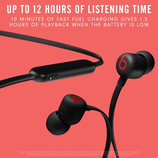 Beats Flex - Wireless in Ear Earphones, 12 Hours of Battery Life, 10 min Fast Charge for 1.5H, Apple W1 Chip, Magnetic Earbuds, Class 1 Bluetooth, Built-in Microphone - Black