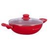 Wonderchef Royal Velvet Wok with Lid 24cm, Red (Aluminium) Wonderchef Royal Velvet Wok with Lid 24cm, Red (Aluminium)