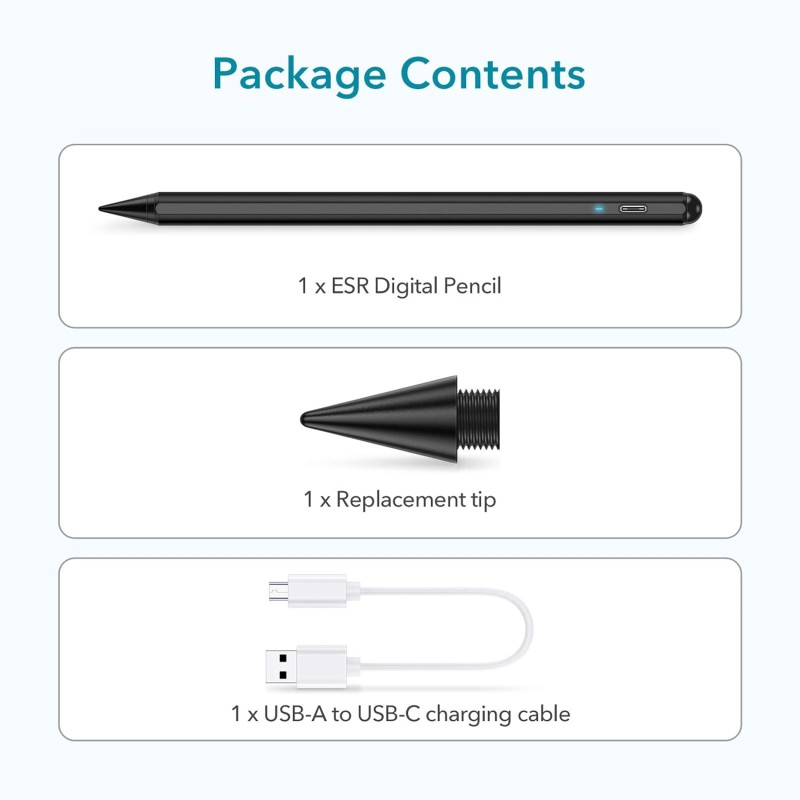 ESR Stylus Pen for iPad with Tilt Sensitivity, iPad Stylus Pencil for Apple iPad 10/9/8/7/6, iPad Pro 11, iPad Pro 12.9, iPad Mini 6/5, and iPad Air 5/4/3, Palm Rejection, Magnetic Attachment ESR Stylus Pen for iPad with Tilt Sensitivity, iPad Stylus Pencil for Apple iPad 10/9/8/7/6, iPad Pro 11, iPad Pro 12.9, iPad Mini 6/5, and iPad Air 5/4/3, Palm Rejection, Magnetic Attachment