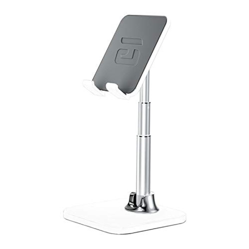 Dyazo Portable Foldable Tablet Stand & Mobile Stand/Ipad Holder Cell Phone Stand Compatible with iPad, Tablets, Mobiles & Smartphones (Without Height Adjustment), Silver (DZ 890)