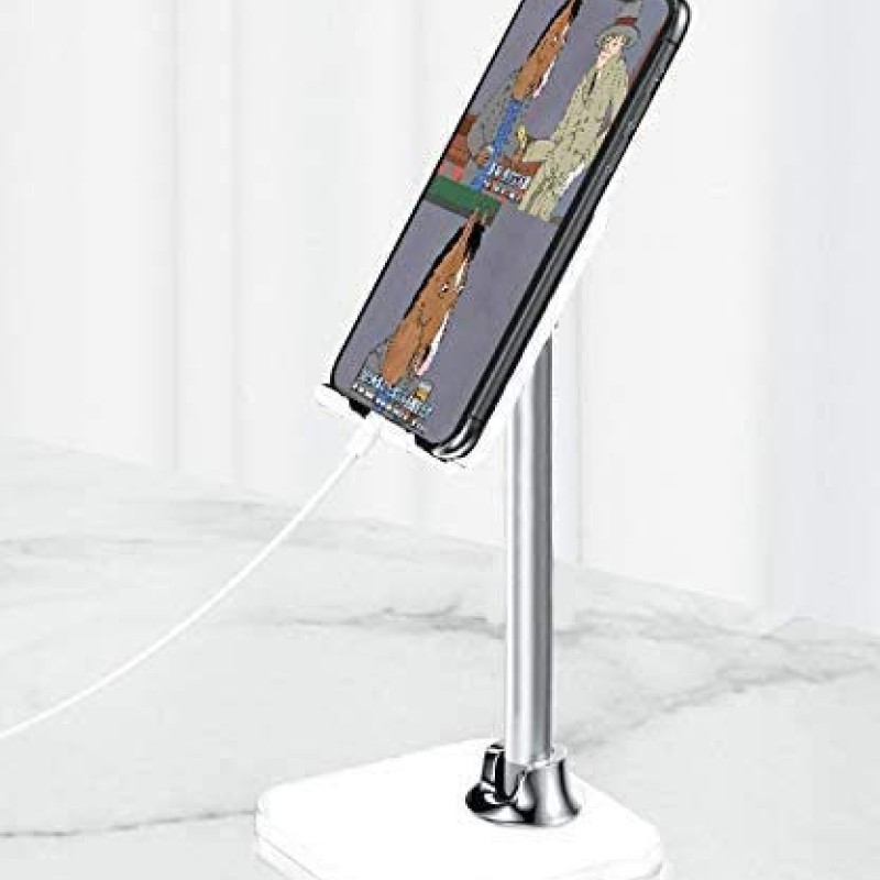 Dyazo Portable Foldable Tablet Stand & Mobile Stand/Ipad Holder Cell Phone Stand Compatible with iPad, Tablets, Mobiles & Smartphones (Without Height Adjustment), Silver (DZ 890)