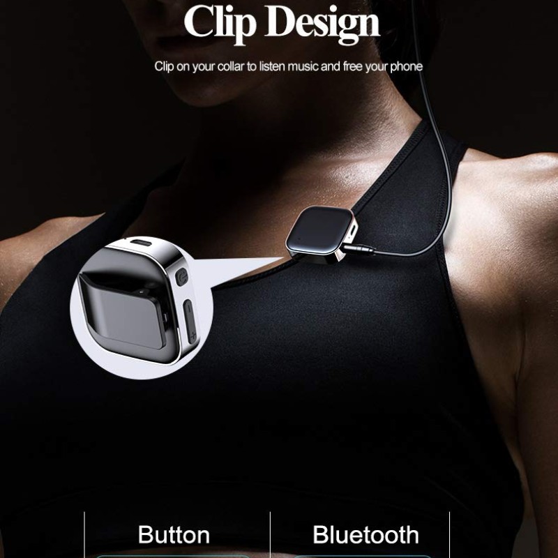 VeeDee J21 - V5.0 Clip Bluetooth Audio Adapter for Headphones, Headset, Speaker, Wireless Receiver with MIC for Hands-Free Call and Music Home/Car Stereo Music Streaming Sound System