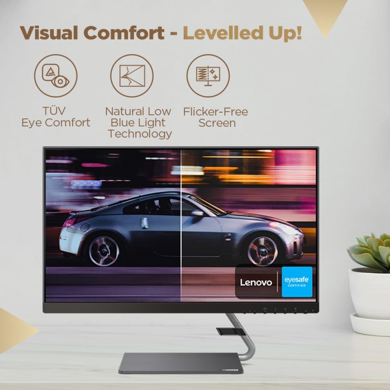 Lenovo Q-Series Q24H-10 24 Inch(60.45Cm) LED 2560 X 1440 Pixels 2K QHD IPS Ultraslim Monitor, All-in-One USB-C Port for Power & Data Transfer, 2 X 3W Speakers, 99% Srgb, 75Hz, AMD Freesync (Black) Lenovo Q-Series Q24H-10 24 Inch(60.45Cm) LED 2560 X 1440 Pixels 2K QHD IPS Ultraslim Monitor, All-in-One USB-C Port for Power & Data Transfer, 2 X 3W Speakers, 99% Srgb, 75Hz, AMD Freesync (Black)