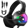 ONIKUMA K6RGB Stereo Gaming Headset for PS4, PC, Xbox One Controller, Noise Cancelling Over Ear Headphones with Mic, LED Light, Bass Surround, Soft Me ONIKUMA K6RGB Stereo Gaming Headset for PS4, PC, Xbox One Controller, Noise Cancelling Over Ear Headphones with Mic, LED Light, Bass Surround, Soft Me