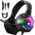 ONIKUMA K6RGB Stereo Gaming Headset for PS4, PC, Xbox One Controller, Noise Cancelling Over Ear Headphones with Mic, LED Light, Bass Surround, Soft Me