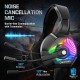 ONIKUMA K6RGB Stereo Gaming Headset for PS4, PC, Xbox One Controller, Noise Cancelling Over Ear Headphones with Mic, LED Light, Bass Surround, Soft Me