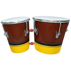 Ganpati traders Indian Professinal Two piece hand made wooden Bongo12(Brown Yellow)
