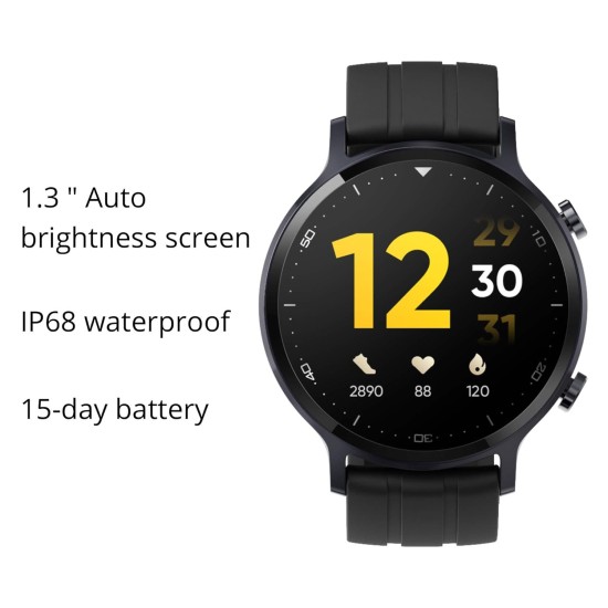 realme Smart Watch S with 1.3 inch (3.3 cm) TFT-LCD Touchscreen, 15 Days Battery Life, SpO2 & Heart Rate Monitoring, IP68 Water Resistance, Black