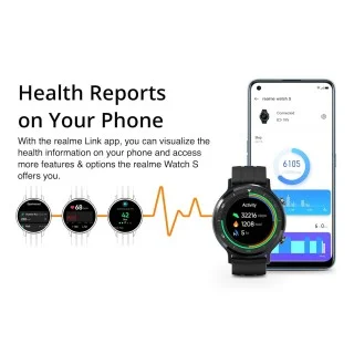 realme Smart Watch S with inch cm) TFT-LCD Touchscreen, 15 Days  Battery Life, SpO2 Heart Rate Monitoring, IP68 Water Resistance, Black