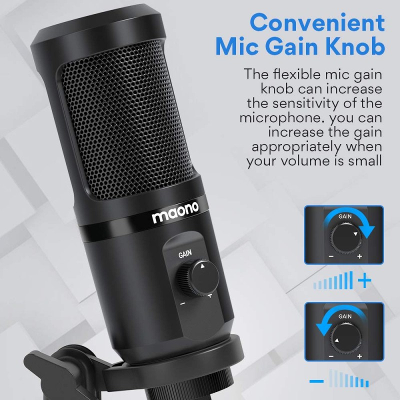 MAONO AU-PM461TR USB Condenser Unidirectional Mic for PC and Singing, Recording Microphone with Mic Gain for Gaming, Podcast, Studio, Vlogging (Black) MAONO AU-PM461TR USB Condenser Unidirectional Mic for PC and Singing, Recording Microphone with Mic Gain for Gaming, Podcast, Studio, Vlogging (Black)