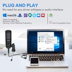 MAONO AU-PM461TR USB Condenser Unidirectional Mic for PC and Singing, Recording Microphone with Mic Gain for Gaming, Podcast, Studio, Vlogging (Black)