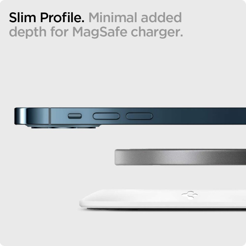 (Refurbished) Spigen for MagSafe Charger (2020/15W) Pad, Cover Case Mag Fit | Compatible with iPhone 17/16/15/14/13/12, AirPods Pro 3/2/1, AirPods 4/3 (Charger Not Included) - White (Refurbished) Spigen for MagSafe Charger (2020/15W) Pad, Cover Case Mag Fit | Compatible with iPhone 17/16/15/14/13/12, AirPods Pro 3/2/1, AirPods 4/3 (Charger Not Included) - White
