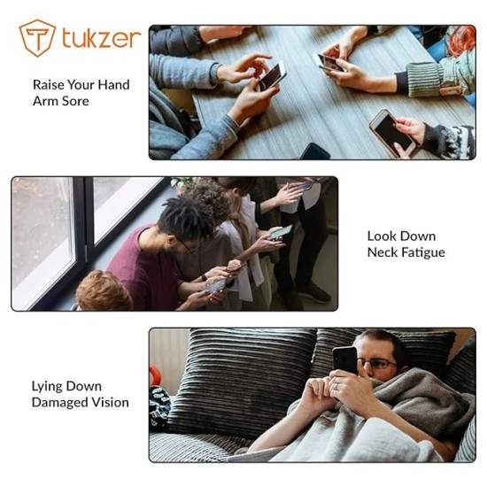 Tukzer Tabletop Fully Foldable Desktop Tablet Mobile Stand Holder with Angle & Height Adjustable for Desk, Cradle, Dock, Compatible with Smartphones & Tablets (Black) Tukzer Tabletop Fully Foldable Desktop Tablet Mobile Stand Holder with Angle & Height Adjustable for Desk, Cradle, Dock, Compatible with Smartphones & Tablets (Black)