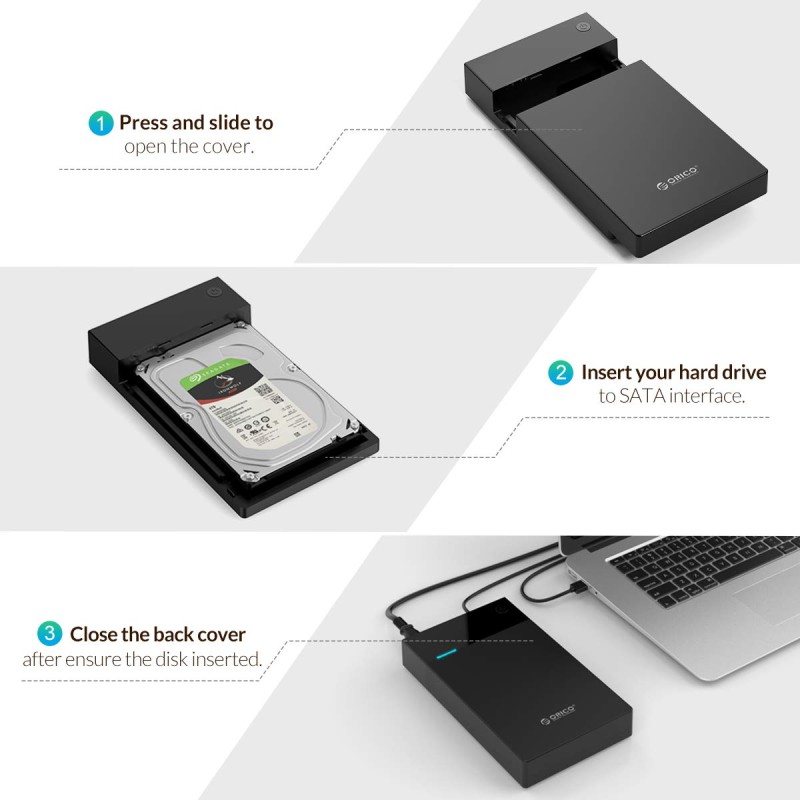 ORICO 3.5 Drive Enclosure USB3.0 Disk Enclosure to SATA III Portable Disk Case Tool-Free External Adapter for 2.5/3.5inch SSD HDD with Built-in 12W Power Supply Up to 16TB Support UASP ORICO 3.5 Drive Enclosure USB3.0 Disk Enclosure to SATA III Portable Disk Case Tool-Free External Adapter for 2.5/3.5inch SSD HDD with Built-in 12W Power Supply Up to 16TB Support UASP