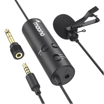 MAONO AU-103 Lavalier Omnidirectional Mobile Collar Mic with Noise Cancellation for YouTube Recording, The Condenser Microphone for PC, Singing, Vlogging, Gaming (Black)