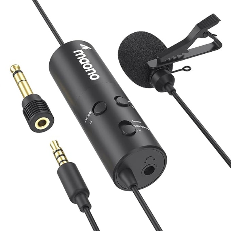 MAONO AU-103 Lavalier Omnidirectional Mobile Collar Mic with Noise Cancellation for YouTube Recording, The Condenser Microphone for PC, Singing, Vlogging, Gaming (Black) MAONO AU-103 Lavalier Omnidirectional Mobile Collar Mic with Noise Cancellation for YouTube Recording, The Condenser Microphone for PC, Singing, Vlogging, Gaming (Black)